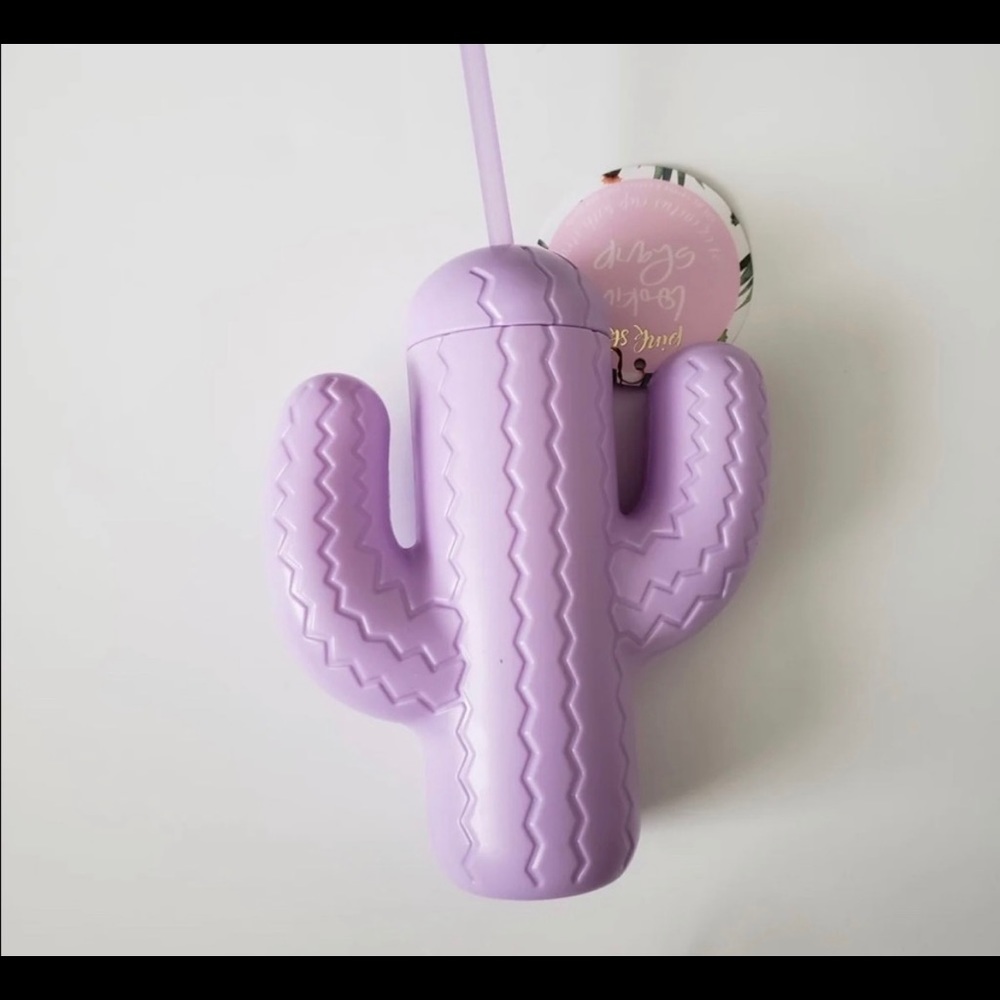 Pink Sky Cactus Cup with Straw - Purple